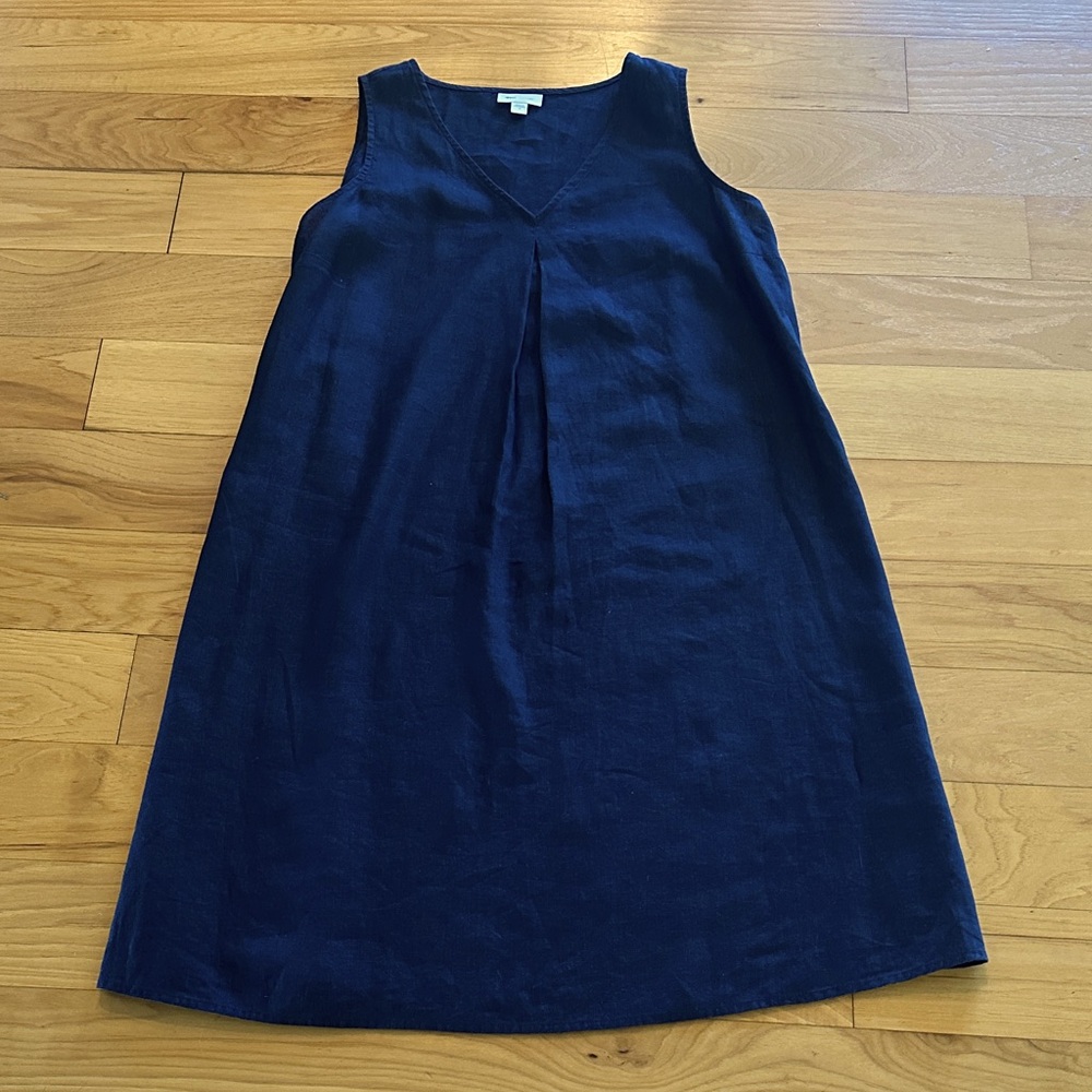 Sleeveless linen J Jill Navy V-Neck Shift Dress